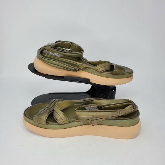 New Miz Mooz Punk Leather Asymmetrical Strap Sandals Sage Green EU 40 US 9-9.5 - Picture 3 of 4